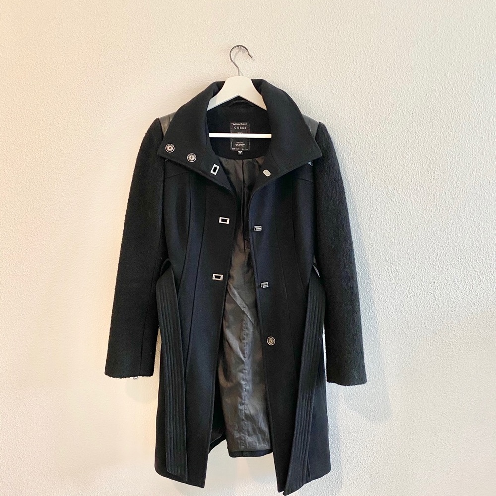 Guess Wool with Faux Leather Coat